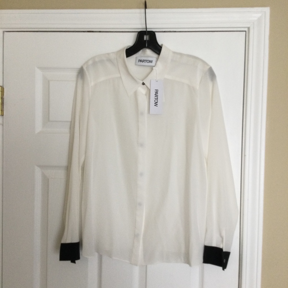 Partow Contrast Trim Silk Blouse